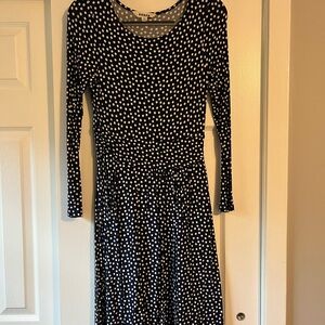 Boden Amelie Navy and White Polka Dot Long Sleeve Dress